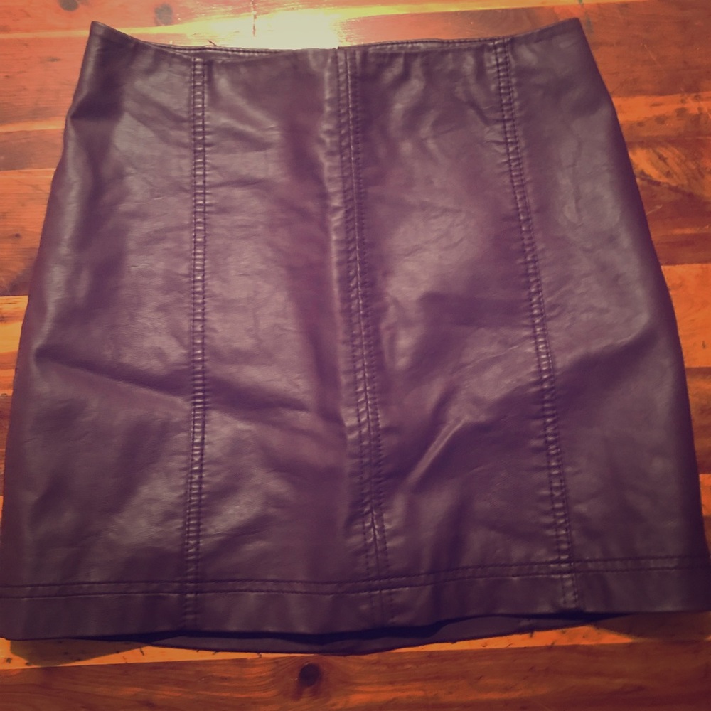 Burgundy leather skirt
